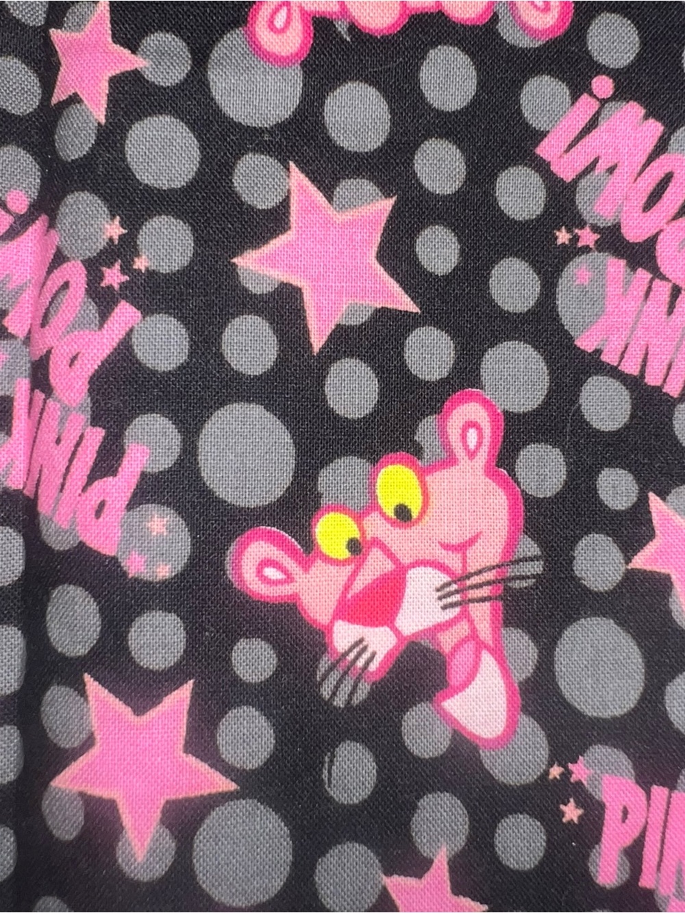 Handmade Pink Panther Black Polka Dot Cotton Pillowcase Pink Stars